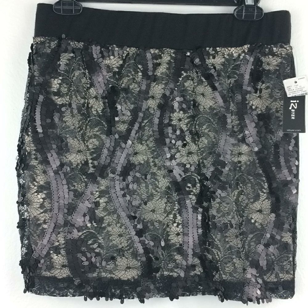 IZ Byer black jersey sequin skirt